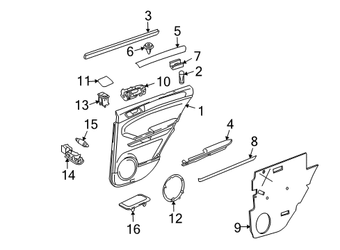 Door Trim Panel Diagram for 164-730-13-70-9D84