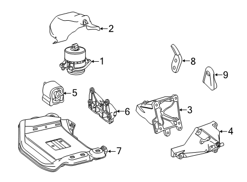 2019 Mercedes-Benz S560e Engine & Trans Mounting Diagram