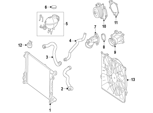 2014 Mercedes-Benz ML350 Radiator & Components, Water Pump, Cooling Fan Diagram 3