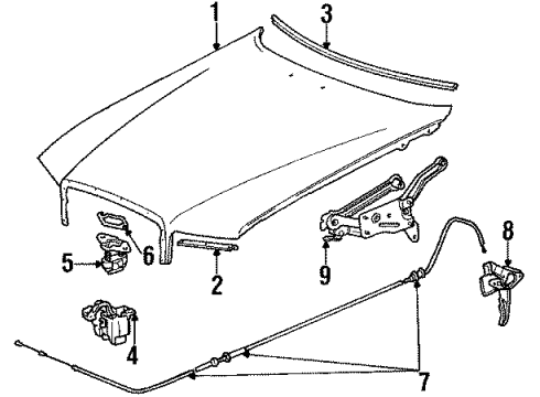 1984 Mercedes-Benz 380SE Hood & Components, Body Diagram