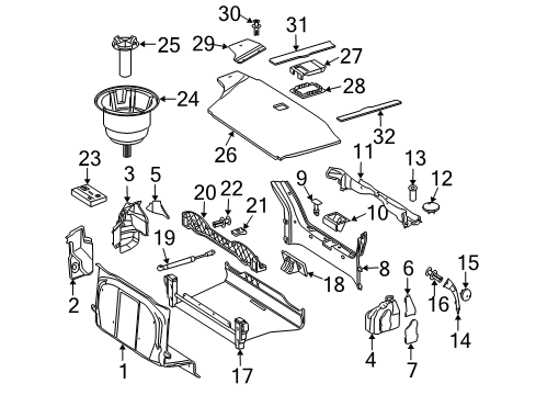 2008 Mercedes-Benz CLK63 AMG Interior Trim - Rear Body Diagram 1