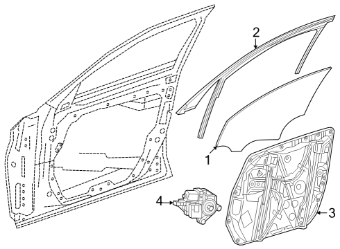 Door Glass Diagram for 254-725-20-00