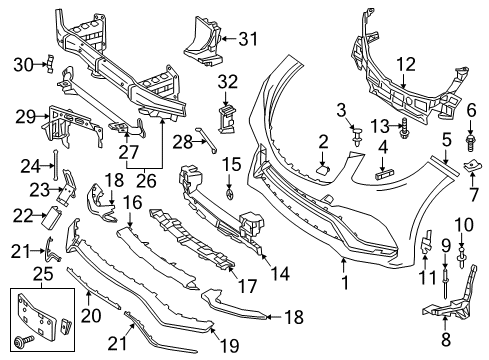 Bumper Cover Cap Diagram for 292-885-30-22-9999