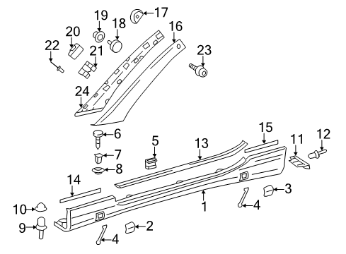 Rocker Molding Grommet Diagram for 009-997-36-81