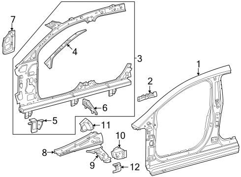 Inner Aper Panel Lower Bracket Diagram for 296-636-33-00