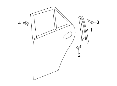 2018 Mercedes-Benz GLE550e Exterior Trim - Rear Door Diagram