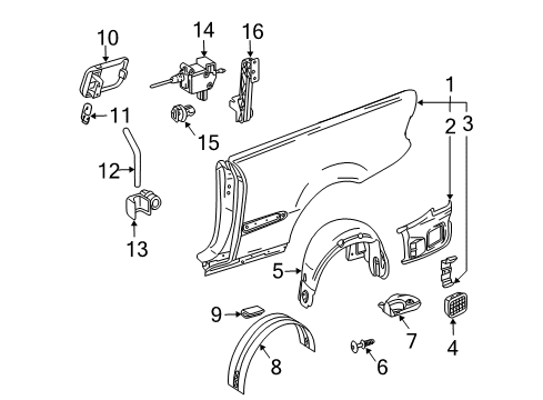 2005 Mercedes-Benz CLK320 Quarter Panel & Components Diagram 1