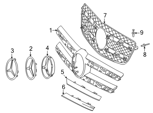 2016 Mercedes-Benz GL550 Grille & Components Diagram 1