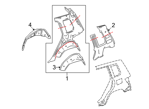 2012 Mercedes-Benz GLK350 Inner Structure - Quarter Panel Diagram