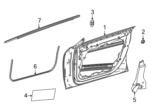 2022 Mercedes-Benz CLA35 AMG Door & Components, Exterior Trim, Body Diagram 1