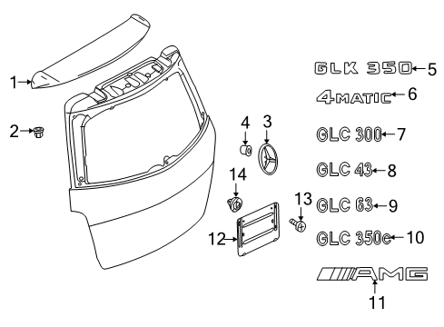 2013 Mercedes-Benz GLK350 Exterior Trim - Lift Gate Diagram