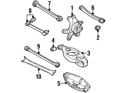 1997 Mercedes-Benz SL500 Rear Suspension, Control Arm, Trailing Arm Diagram 1