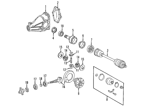 1996 Mercedes-Benz S320 Rear Axle, Axle Shafts & Joints, Differential, Drive Axles, Propeller Shaft