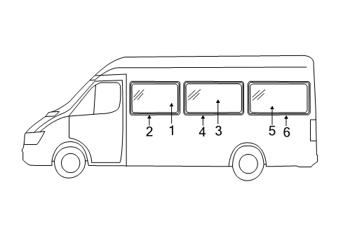 2017 Mercedes-Benz Sprinter 3500 Side Panel - Glass & Hardware Diagram 2