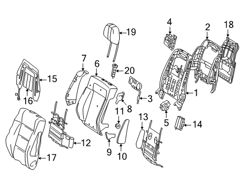 Seat Back Cover Diagram for 218-910-09-47-7J95