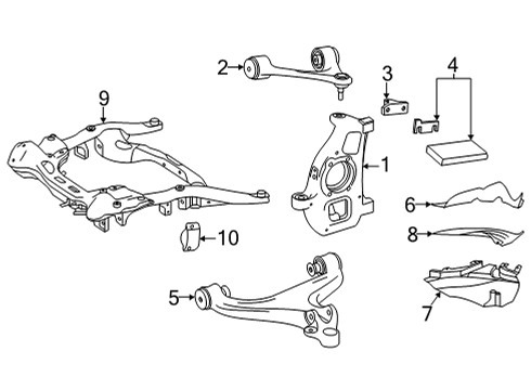 2021 Mercedes-Benz AMG GT C Front Suspension, Control Arm, Stabilizer Bar Diagram 1