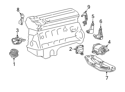 1996 Mercedes-Benz E320 Engine & Trans Mounting Diagram