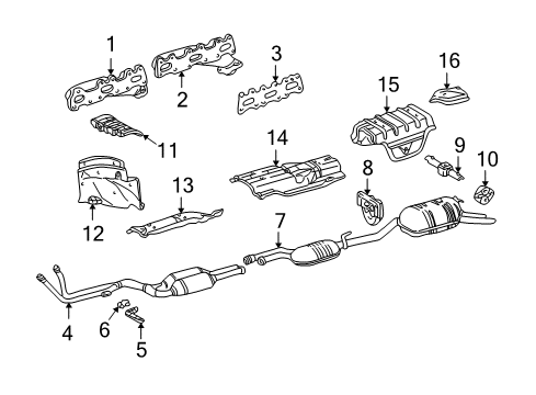 1997 Mercedes-Benz E320 Exhaust Components, Exhaust Manifold Diagram