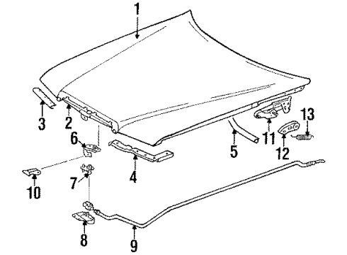 1990 Mercedes-Benz 300TE Hood & Components, Body Diagram