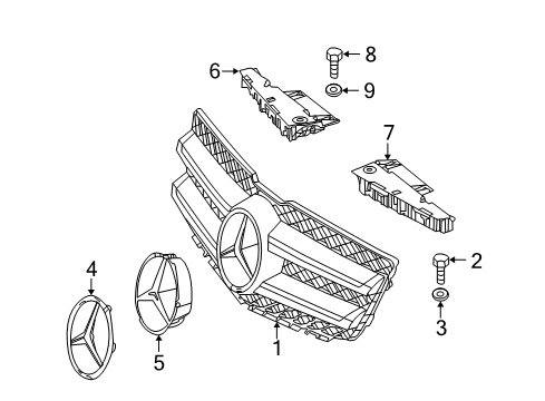 2011 Mercedes-Benz GLK350 Grille & Components Diagram