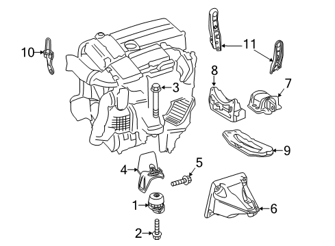 2014 Mercedes-Benz C350 Engine & Trans Mounting Diagram 2