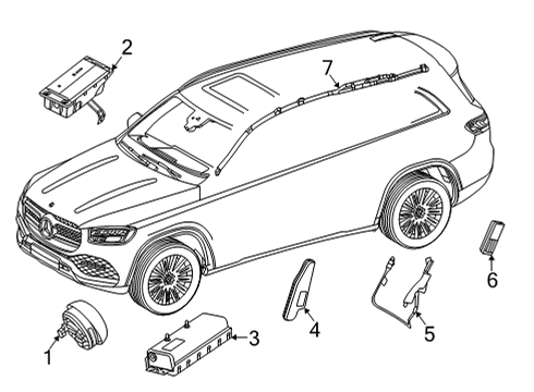 2021 Mercedes-Benz GLE53 AMG Air Bag Components Diagram 1