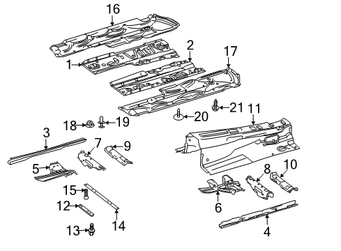 2010 Mercedes-Benz E350 Pillars, Rocker & Floor - Floor & Rails Diagram 2