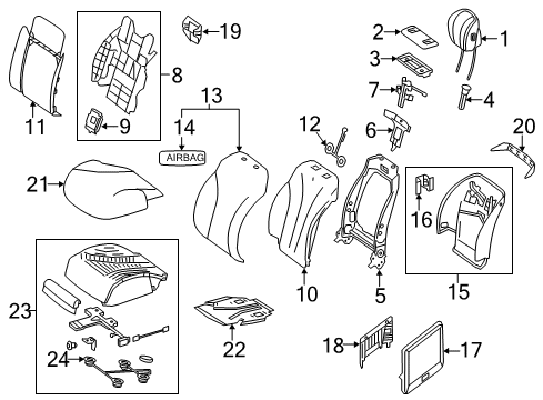 2014 Mercedes-Benz S550 Passenger Seat Components Diagram 1