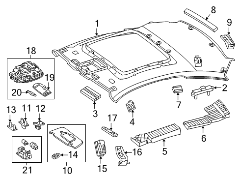 Headliner Diagram for 205-690-90-05-1C71