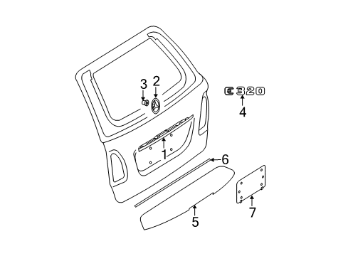 2007 Mercedes-Benz E63 AMG Exterior Trim - Lift Gate Diagram