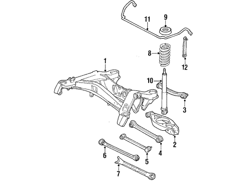 1987 Mercedes-Benz 190D Rear Suspension, Control Arm, Torque Arm Diagram 1