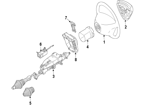 2009 Mercedes-Benz SL550 Steering Column & Wheel, Steering Gear & Linkage Diagram 1