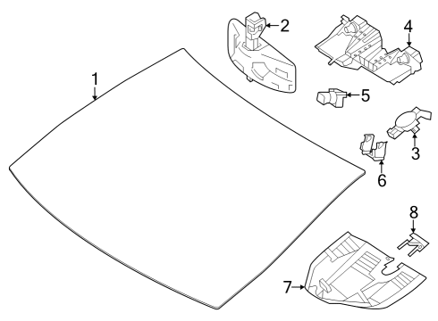 2023 Mercedes-Benz EQE 350+ SUV Glass - Windshield Diagram