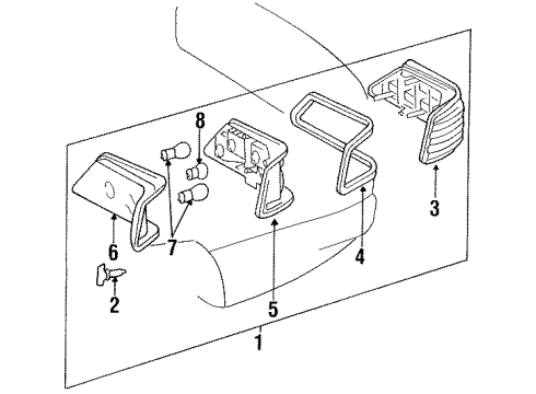 1994 Mercedes-Benz E320 Rear Lamps - Combination Lamps Diagram 2