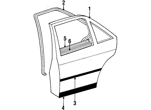 1989 Mercedes-Benz 300E Rear Door, Body Diagram